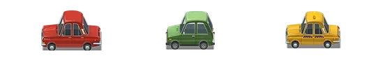 Cartoon traffic cars from the Chicken Crash road